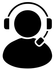 Silhouette of a Person with Headset, Featuring Headphones and Microphone Near Mouth, Call Center, Customer Support, Communication Technology for Service Roles in Business