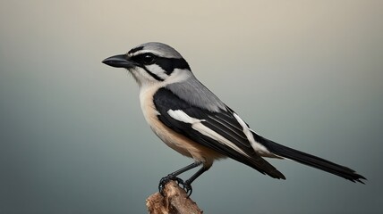 Obraz premium Minimalist Digital Art of a Shrike, Symbolizing Its Predatory Nature with Bold Lines