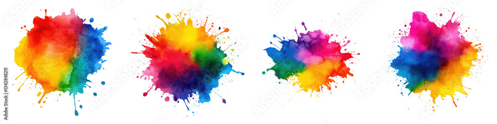Poster vibrant and dynamic paint splatters drips and swirls in a rainbow of colors create an abstract and p