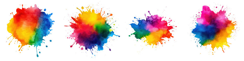 Fototapeta premium Vibrant and dynamic paint splatters drips and swirls in a rainbow of colors create an abstract and playful composition