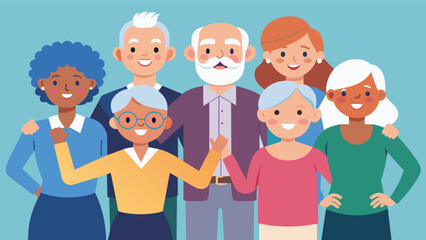 A dynamic group of seniors breaking stereotypes and showing that age is just a number when it comes to making a meaningful impact on society.. Vector illustration