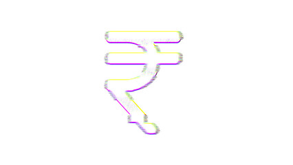Icon rupee sign is distorted. Glitch. Noise, chromatic aberration, geometric distortion
