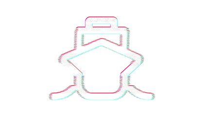 Icon ship is distorted. Glitch. Noise, chromatic aberration, geometric distortion