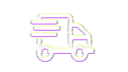 Icon shipping fast is distorted. Glitch. Noise, chromatic aberration, geometric distortion