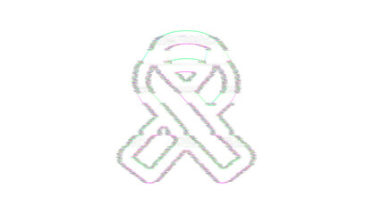 Icon ribbon is distorted. Glitch. Noise, chromatic aberration, geometric distortion