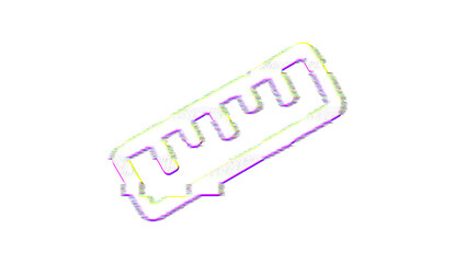 Icon ruler is distorted. Glitch. Noise, chromatic aberration, geometric distortion