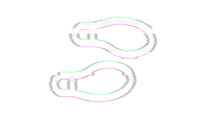 Icon shoe prints is distorted. Glitch. Noise, chromatic aberration, geometric distortion