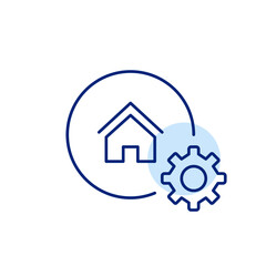 House and cogwheel. Smart home, maintenance and repairs. Pixel perfect, editable stroke icon