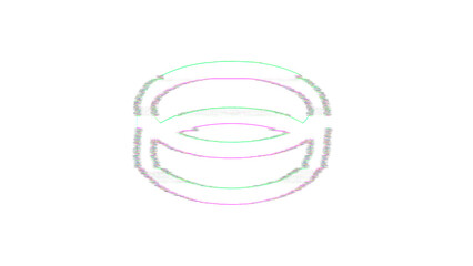 Naklejka premium Icon ring is distorted. Glitch. Noise, chromatic aberration, geometric distortion