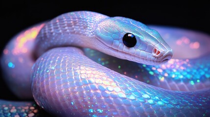 Fototapeta premium Iridescent Snake with Blue and Purple Scales