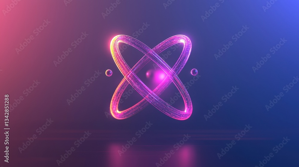 Poster bright abstract visualization of atomic structure in vibrant colors