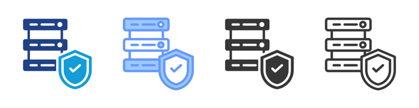Data Secure icon set multiple style collection