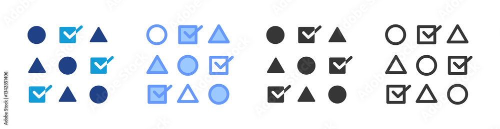 Poster Stratified Sampling icon set multiple style collection