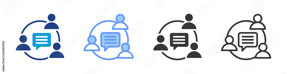 Poster Focus Group icon set multiple style collection