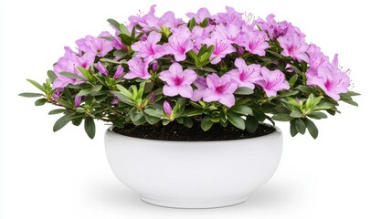 Fototapeta premium Pink Azalea Flowers in Elegant White Pot for Home Decoration