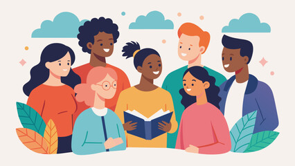A group of individuals dedicated to creating a positive and welcoming environment where members can openly share their thoughts and feelings about personal growth and mental health. Vector