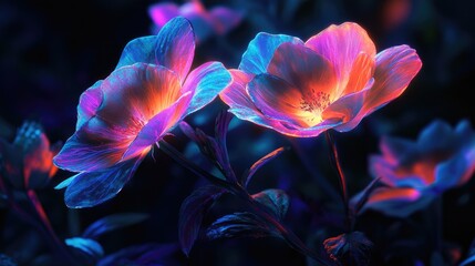 Neon Flowers in the Night
