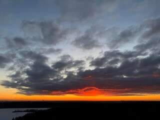 Beautiful sunrise early morning in spring, skyscape.