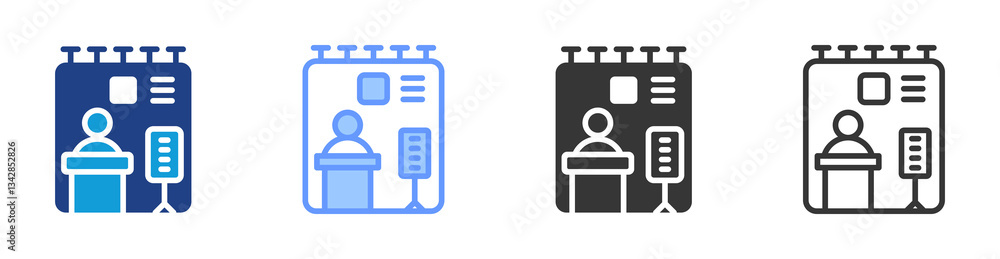 Poster trade show icon set multiple style collection