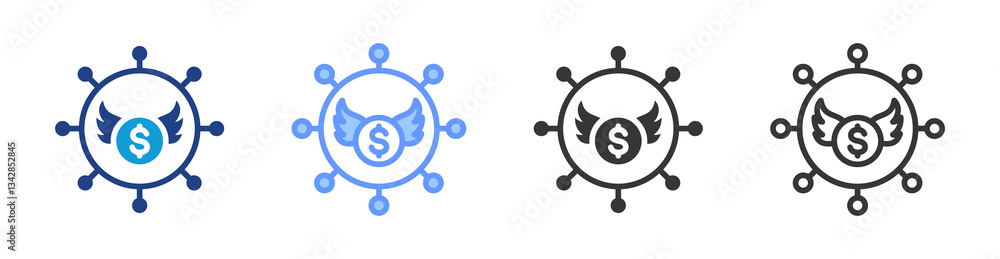 Aufkleber angel network icon set multiple style collection