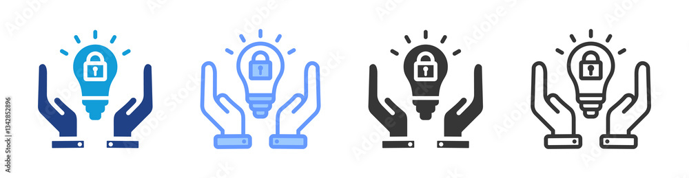 Poster Intellectual Property icon set multiple style collection