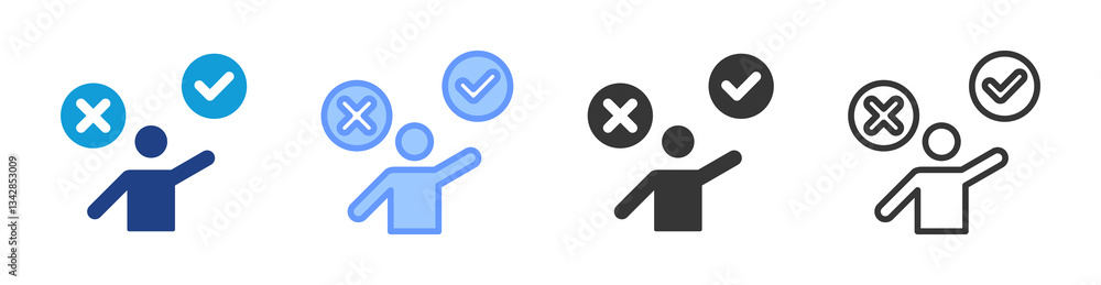 Aufkleber decision making icon set multiple style collection