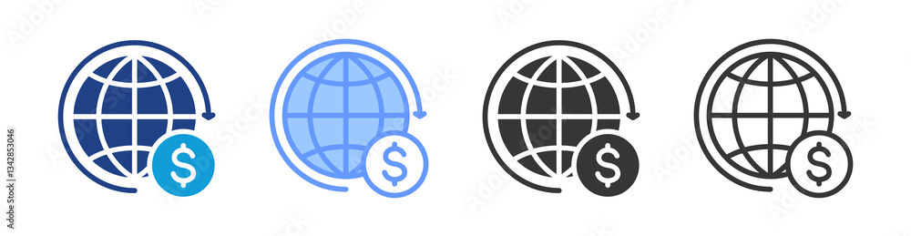 Poster Globalization icon set multiple style collection