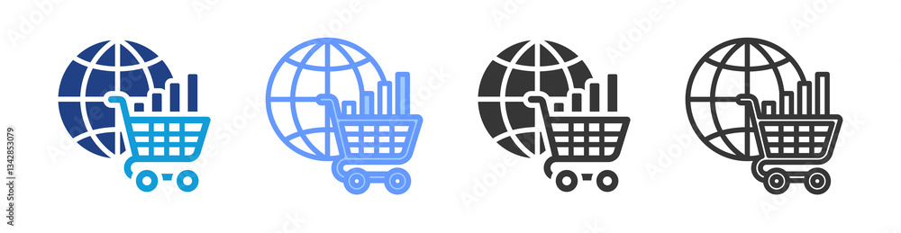 Poster market trend icon set multiple style collection
