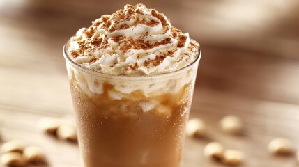 A chilled, frothy concoction of ice, coffee, and a touch of sweetness, a refreshing escape from the summer heat.