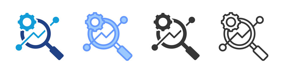Market Research icon set multiple style collection