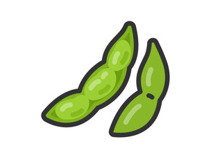 皮のついた、枝豆のアイコン（線画）のイラスト