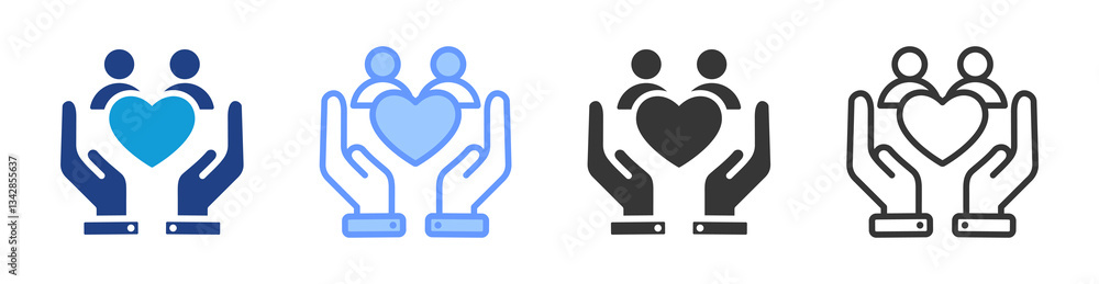 Poster social service icon set multiple style collection