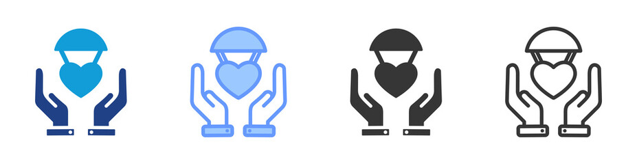 Humanitarian Aid icon set multiple style collection