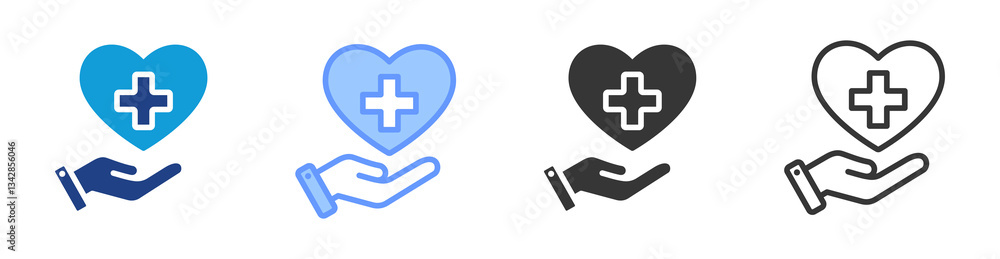 Poster Aid icon set multiple style collection