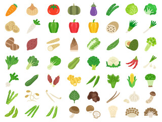 いろいろな、野菜アイコンのイラストセット