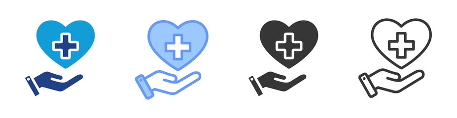 Obraz premium Aid icon set multiple style collection