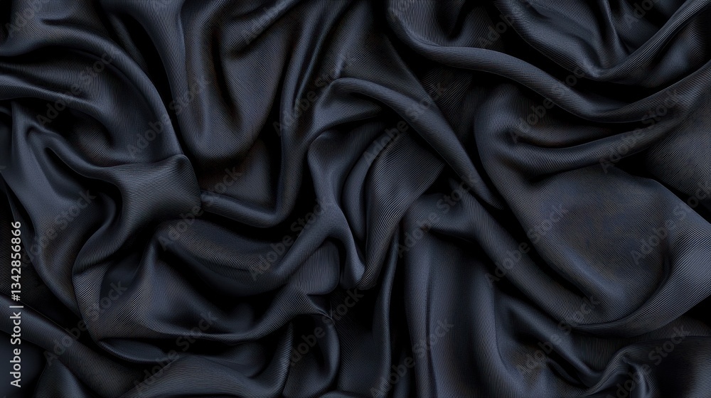 Aufkleber soft black fabric with elegant draping and smooth texture close-up
