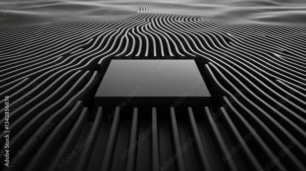 Poster abstract texture with black lines and central square shape