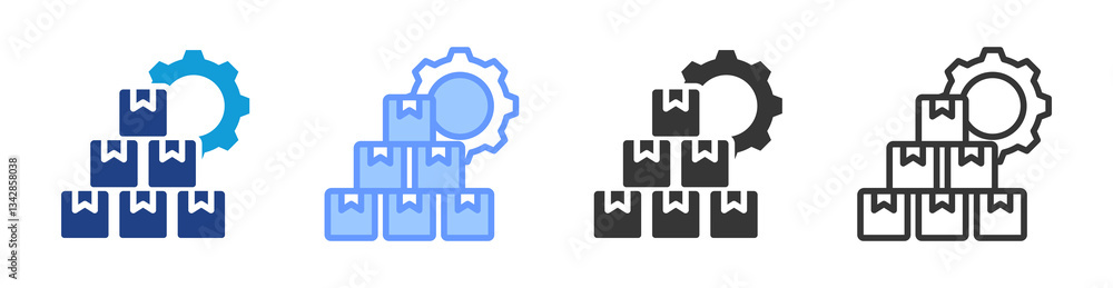 Poster mass production system icon set multiple style collection