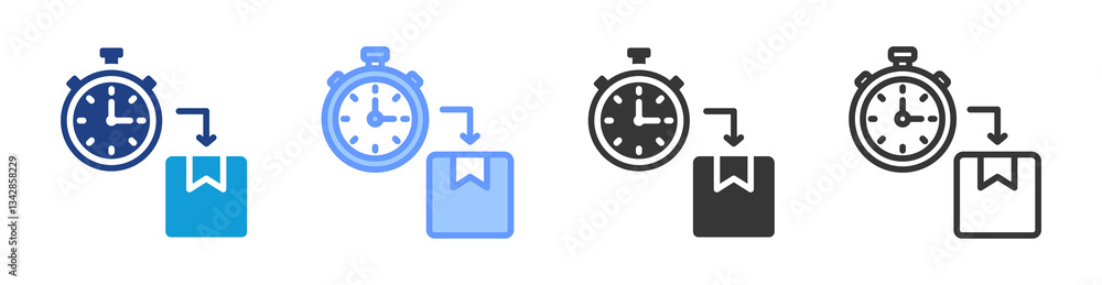 Poster Just In Time icon set multiple style collection