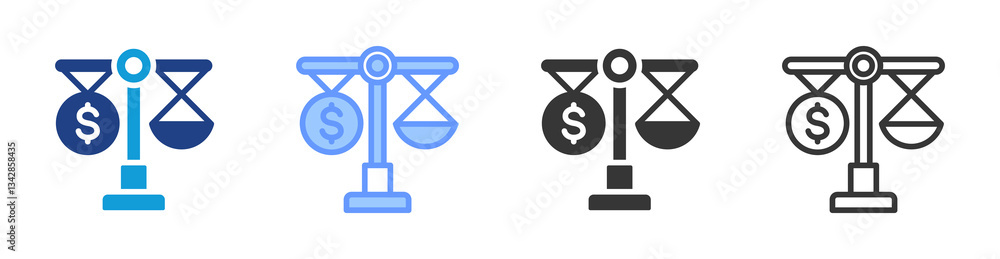 Poster economies of scale icon set multiple style collection