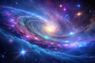 Obraz premium A Celestial Tapestry of Vivid Hues, Swirling Nebulae, and Distant Sparkling Stars Illuminating the Cosmos