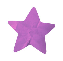Pink star shaped cut paper on isolated white background