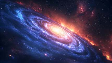 view of distant planets and swirling galaxies glowing brightly against a dark starry sky 