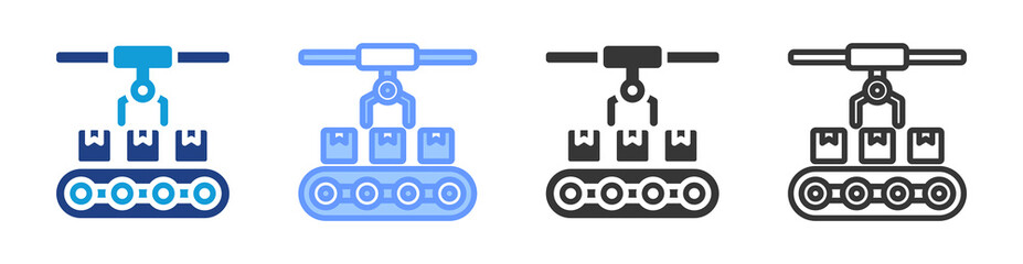 Assembly Line icon set multiple style collection