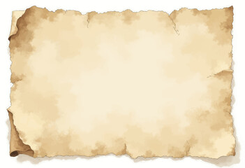 Aged parchment paper with curled edges, textured tan background