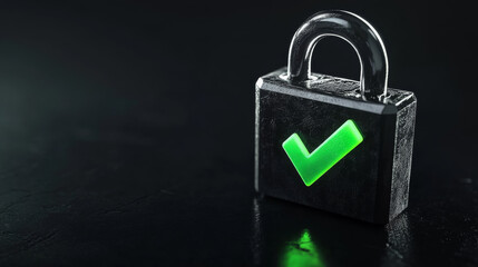 Fototapeta premium 3D padlock with green checkmark symbolizes security and trust