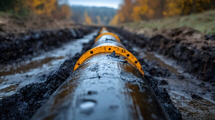 Pipeline Being Wrapped With Corrosion-resistant