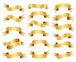 Assorted Golden Celebration Banners on White Background