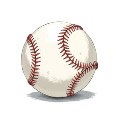 Baseball with Red Stitching on White Background